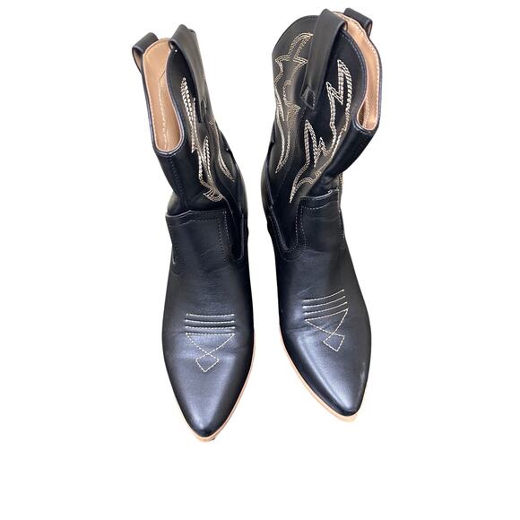 Soda Size 9 Cowgirl Western Embroidered Ankle Boots Bootie Pointed Toe Black - Picture 8 of 13